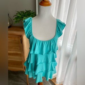 Express Turquoise Ruffled Tank Top- Size Small